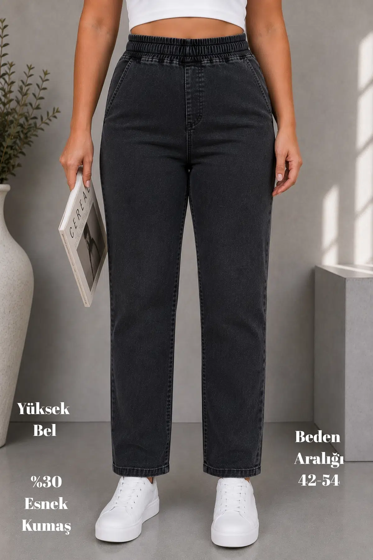 CEDY DENIM - Büyük Beden Likralı, Beli Lastikli Jean Pantolon C636