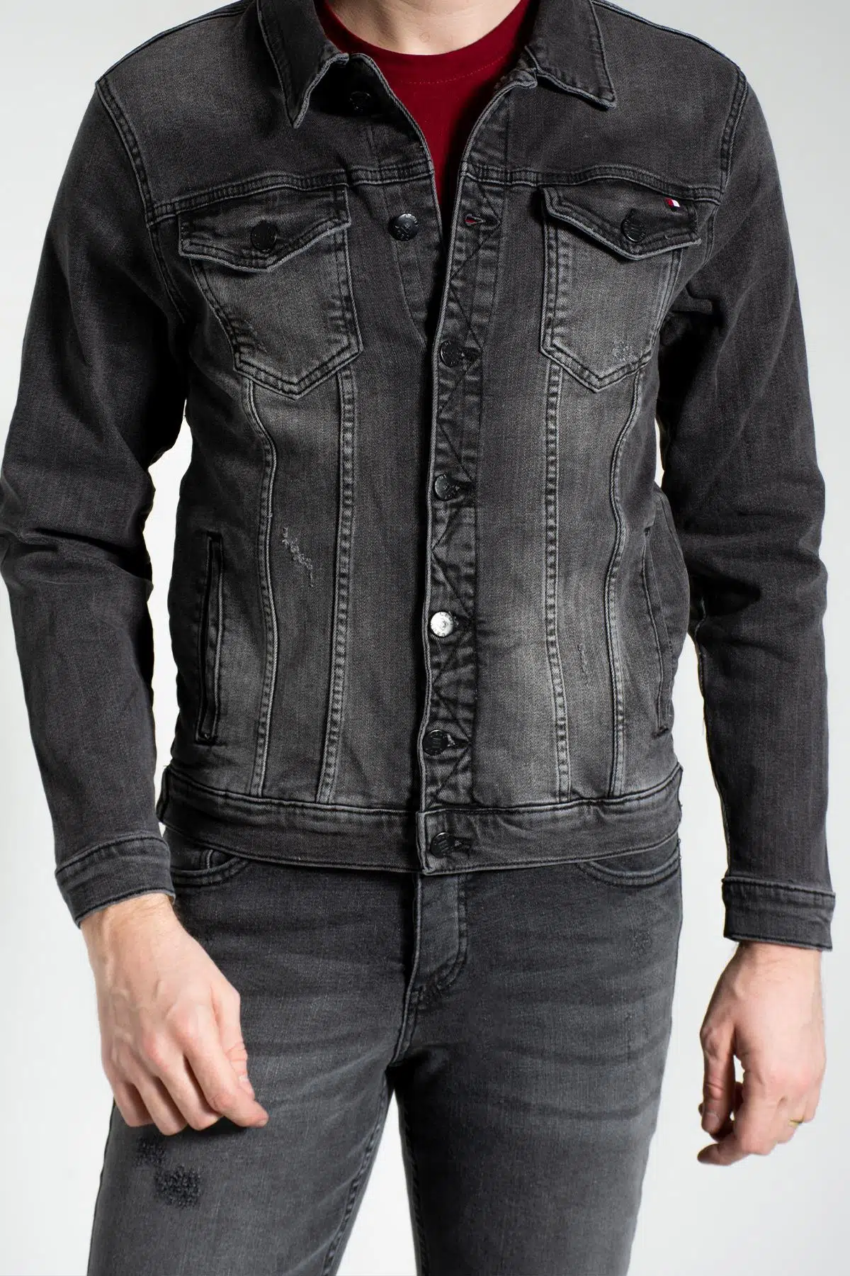 Erkek Slim Fit Kot Mont C307 - Gri-307