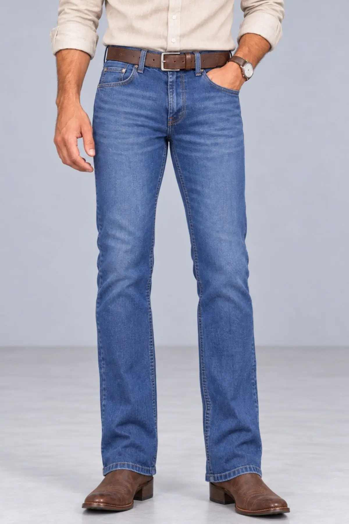 CEDY DENIM-Regular Fit Yüksek Bel Esnek Jean Erkek Kot Pantolon C336 - Açık Mavi-336