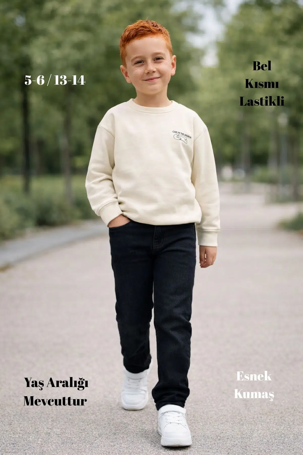 CEDY DENIM - Yüksek Kalite Erkek Çocuk Yüksek Bel Regularfit Esnek Jean Pantolon C800 - Siyah