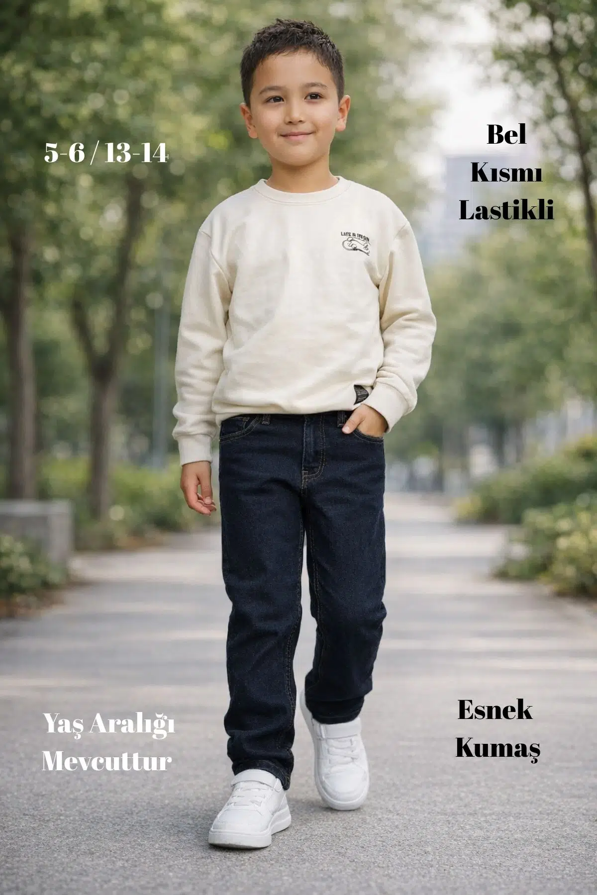 CEDY DENIM - Yüksek Kalite Erkek Çocuk Yüksek Bel Regularfit Esnek Jean Pantolon C800 - LACİVERT