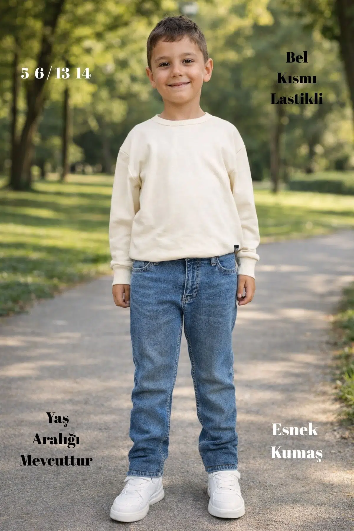 CEDY DENIM - Yüksek Kalite Erkek Çocuk Yüksek Bel Regularfit Esnek Jean Pantolon C800 - Açık Mavi