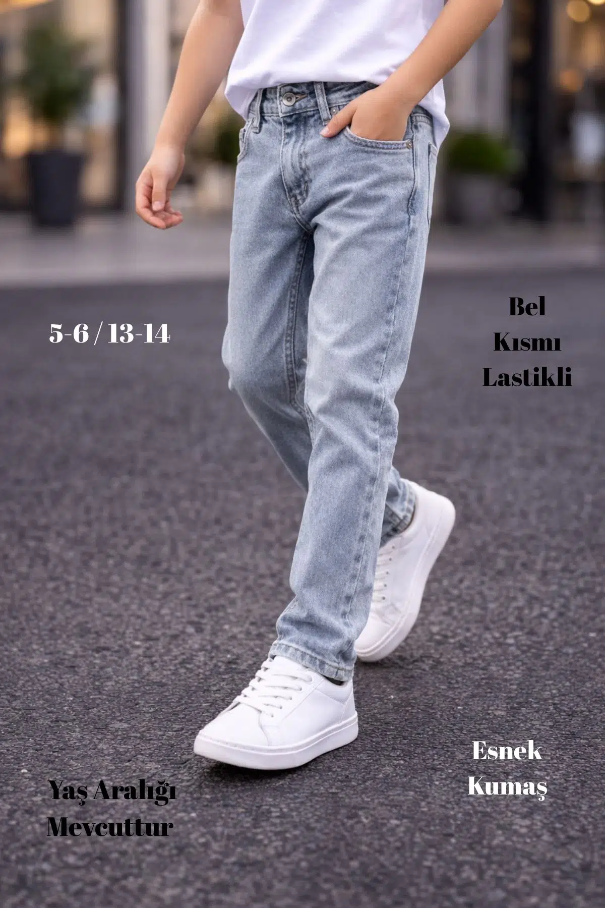 CEDY DENIM - Yüksek Kalite Erkek Çocuk Yüksek Bel Regularfit Esnek Jean Pantolon C800 - Kar Yıkama
