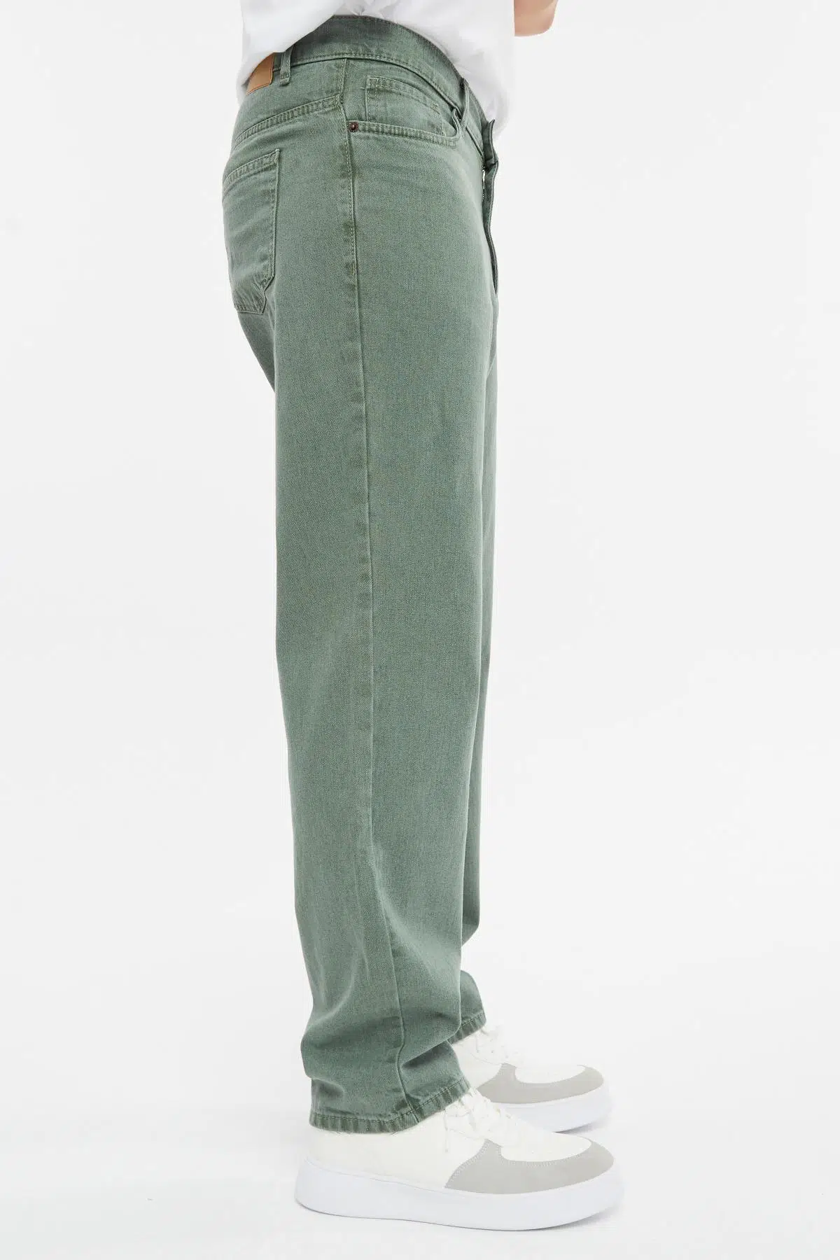  Erkek Yüksek Kalite Baggy Fit Jean Yüksek Bel Bol Kesim Kot Pantolon C352 - Mint Yeşili 