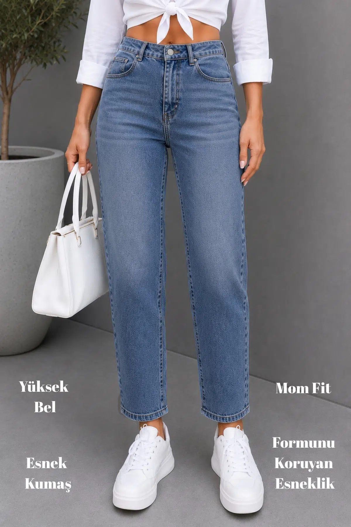 Kadın Yüksek Bel Soho Boyfriend Jean C599 - Açık Mavi-599