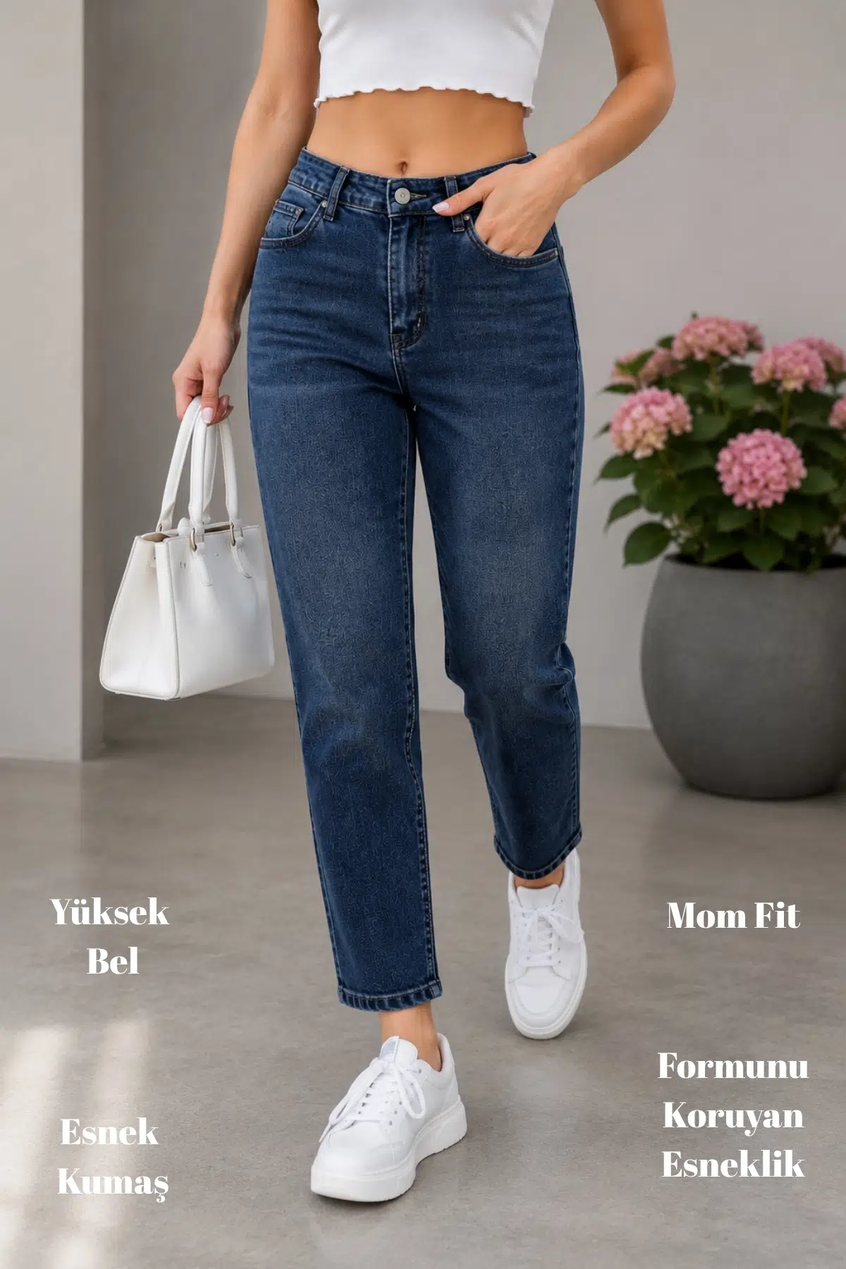 Kadın Yüksek Bel Soho Boyfriend Jean C599 - Mavi-599