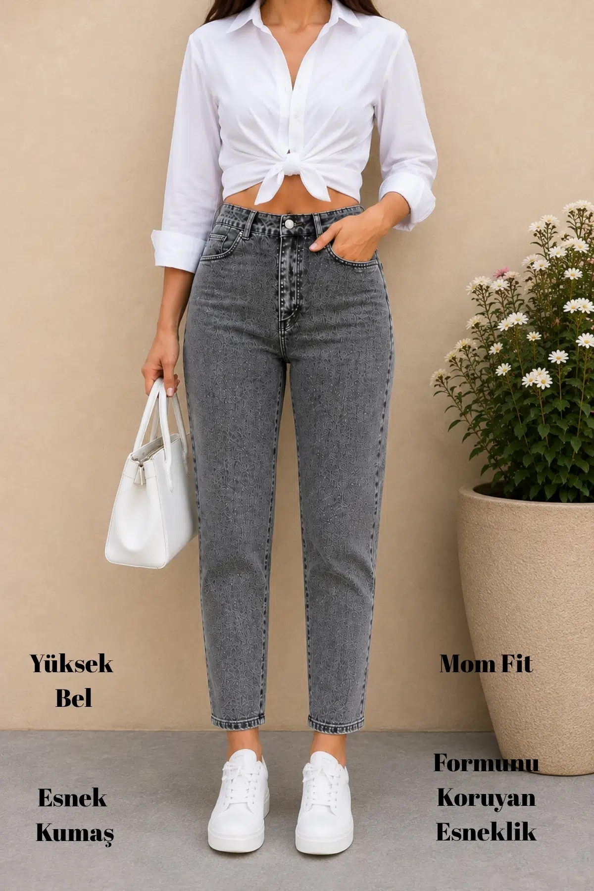 Kadın Yüksek Bel Soho Boyfriend Jean C599 - Karmelanj