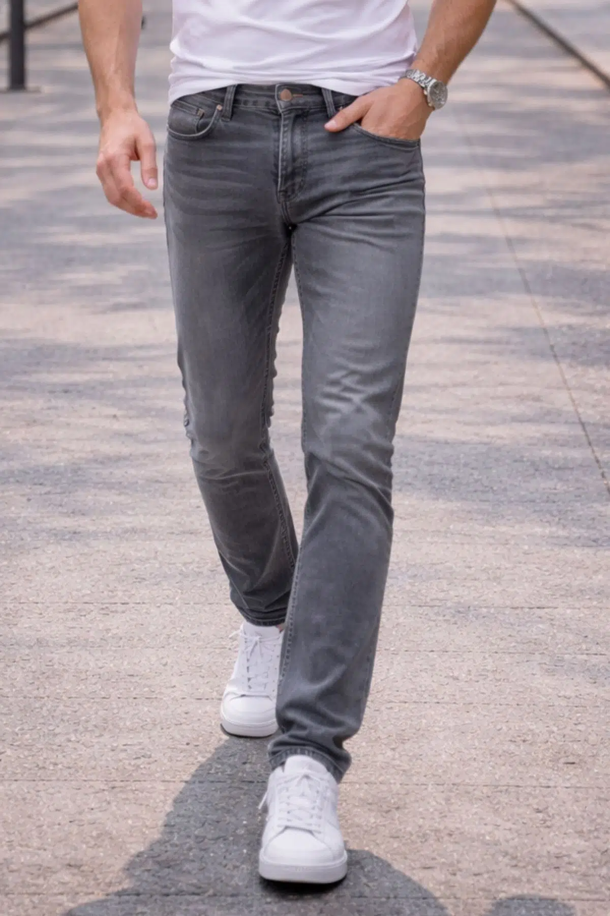 Slim Fit Jean Joe Normal Bel Dar Kesim Esnek Kot Pantolon C304 - Açık Gri-304